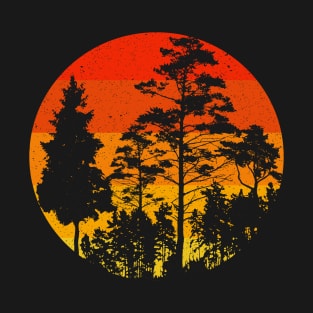 Retro Sunset Minimalist Trees T-Shirt