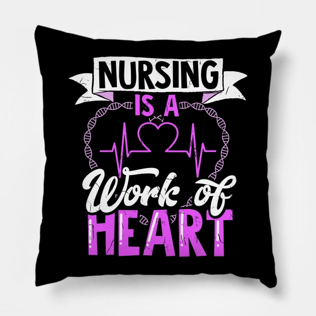 Nursing Is A Work Of Heart| Proud Registered Nurse Essential Employee Pillow by GigibeanCreations