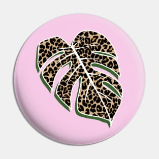 Leopard Print, Monstera Leaf, on Pink Pin