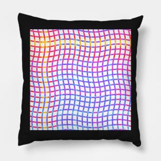 Wavy Plaid Rainbow on White Repeat 5748 Pillow