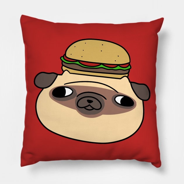 Hamburger Pug Face Pillow by saradaboru