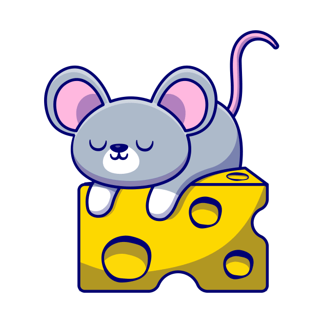 Cute Mouse Sleeping On The Cheese by Catalyst Labs