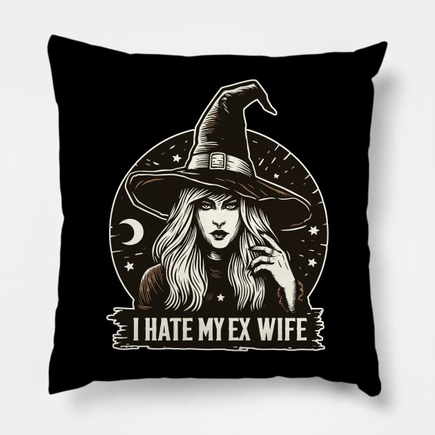 I hate my ex witchy wife Pillow by TomFrontierArt