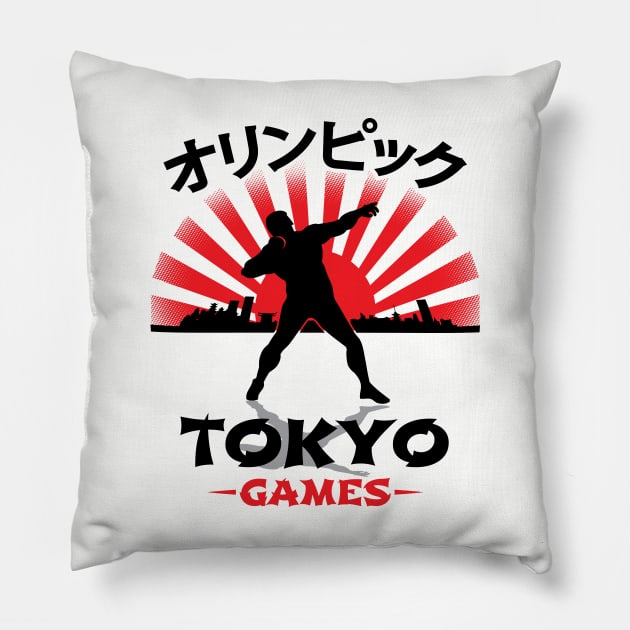 Shotput Thrower Tokyo Olympics Track N Field Athlete Pillow by atomguy