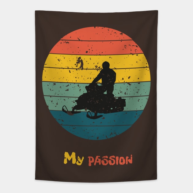 Snowmobile Vintage Design Tapestry by NAKLANT