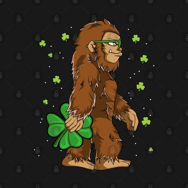 Bigfoot With Shamrock Funny St Patrick's Day Gift by HCMGift