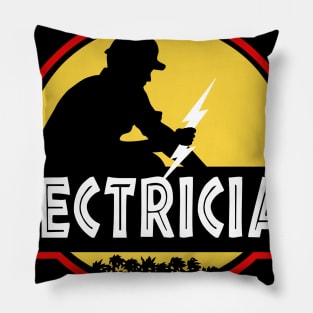 Electrician Jurassic Park Logo Parody Pillow