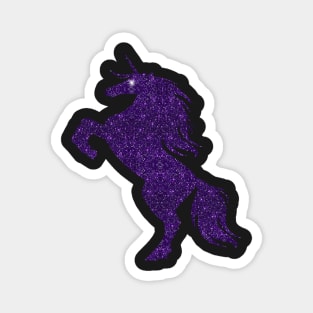 Purple Faux Glitter Magical Rearing Unicorn Magnet