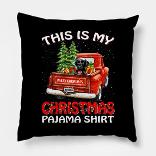 This Is My Christmas Pajama Shirt Labrador Truck Tree Pillow