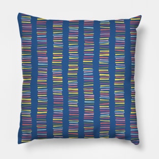 Vertical Papercut Stripes Blue Pillow