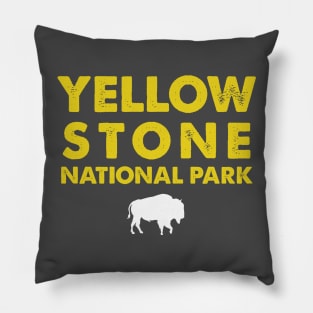 Yellowstone National Park Bison Retro Pillow