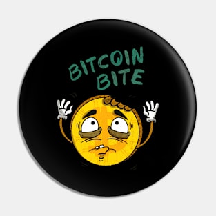 Bitcoin Bite Cryptocurrency Retro Cartoon Coin Pin