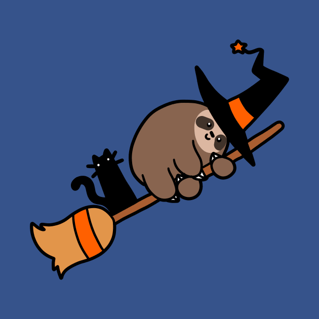 Witch Sloth on Broomstick by saradaboru