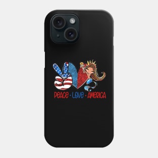 Peace Love America US Flag American Mermaid 4th of July Phone Case