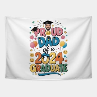 Proud Dad of a 2024 Graduate Senior Class Graduation Shirts for Family Party Tapestry