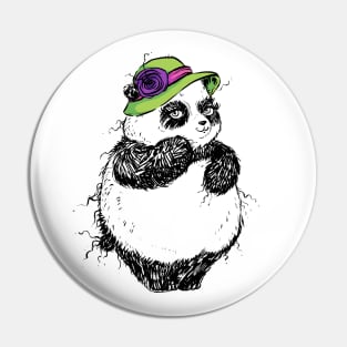 Bashful Lady Panda with a Gorgeous Hat Pin