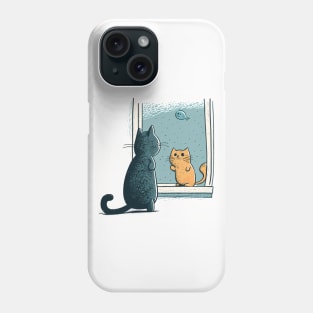 Cute illustration of two cats playing with each other Phone Case