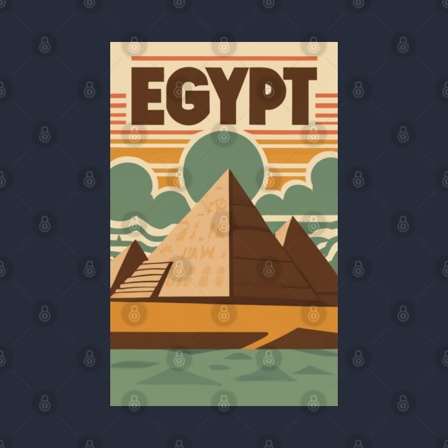 A Vintage Travel Poster of Giza Pyramids - Egypt by goodoldvintage
