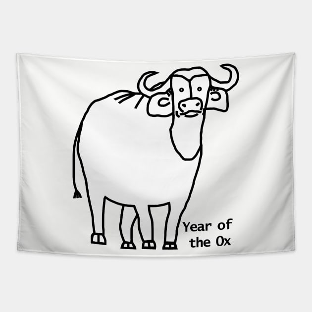 Year of the Ox White Tapestry by ellenhenryart