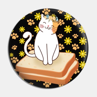 Cat Lovers Cat Flower Toast Pin