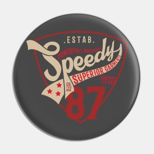 Speedy powerful motors badge 87 vintage Pin