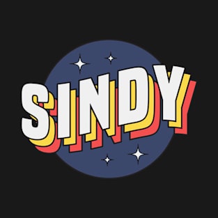 Sindy - Colorful Layered Retro Letters T-Shirt