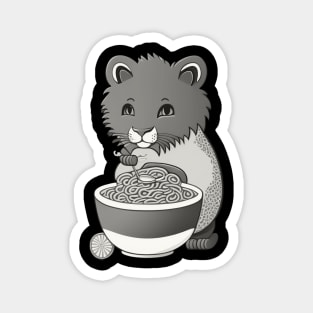 funny cat eating spaghetti by kaziknows Magnet