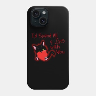 9 Lives Valentine's Day Cute Cat Heart Phone Case