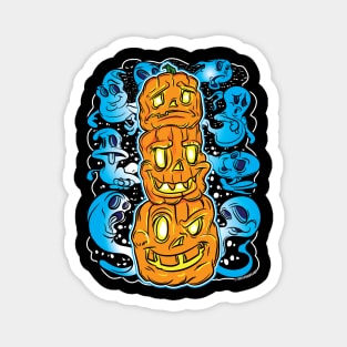 Jack-O-Lantern Pumpkin Totem with Ghosts by eShirtlabs Magnet