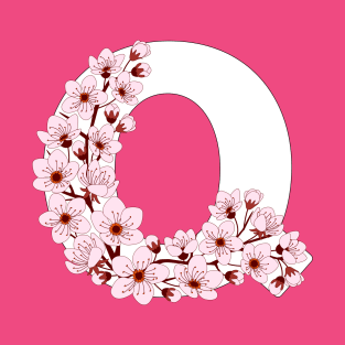 Colorful capital letter Q patterned with sakura twig T-Shirt