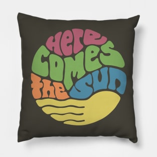 Here Comes the Sun Groovy Word Art Pillow