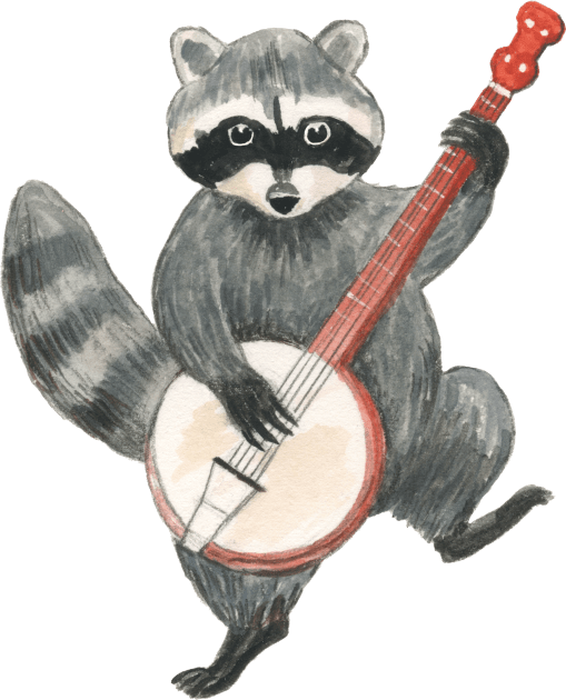 Banjo playing raccoon Kids T-Shirt by AlisonKolesar