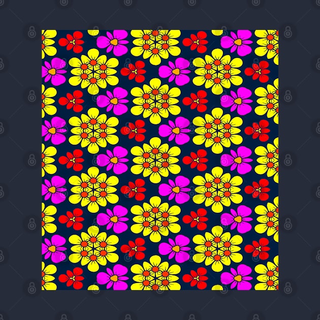 Yellow and Pink Flower Pattern by PatternFlower