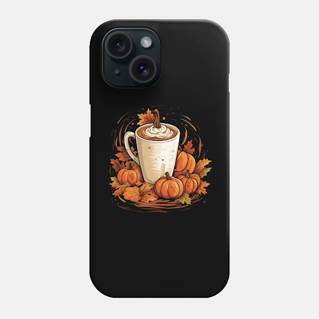 Autumn Coffee, Halloween Pumpkin Latte Drink Cup Phone Case by Positive Designer