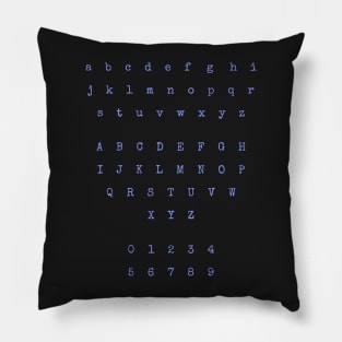 Light Blue Typewriter Letters and Numbers Pillow