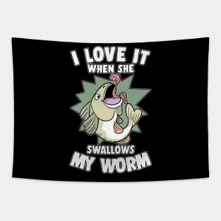 I Love It When She Swallows My Worm Fishing Tapestry