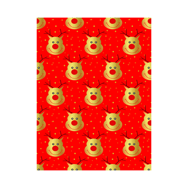 FUNNY Red Nose Reindeer Pattern by SartorisArt1