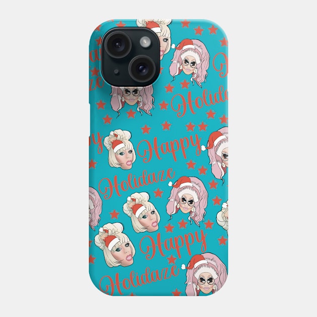 Trixie and Katya happy holidaze pattern Phone Case by SturgesC