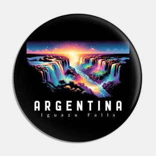 Iguazu Falls Argentina  -Cool Neon Digital Art Pin