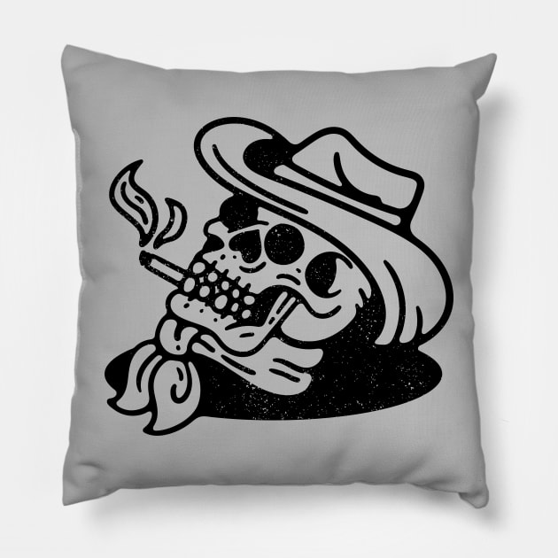 Cowboy Skull Pillow by Nick Quintero