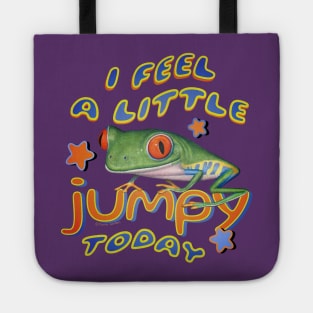 Funny and cute red eyed tree frog that is feeling a little jumpy today tee Tote