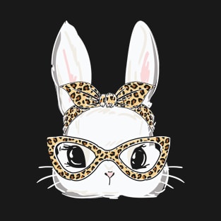 Teen Girl Mama Leopard Easter Bunny Face T-Shirt