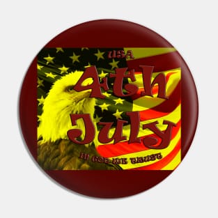 4th of July celebration retro bald eagle flag design Pin