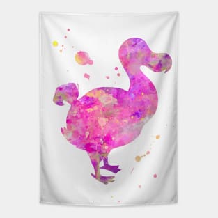 Pink Dodo Watercolor Painting Tapestry