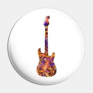 Yellow on Purple Flame Guitar Silhouette Pin