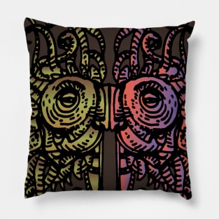 mask of an Aztec warrior Pillow