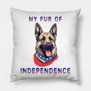 German Shepherd Funny USA Flag 4th of July Fur Of Independence Pillow