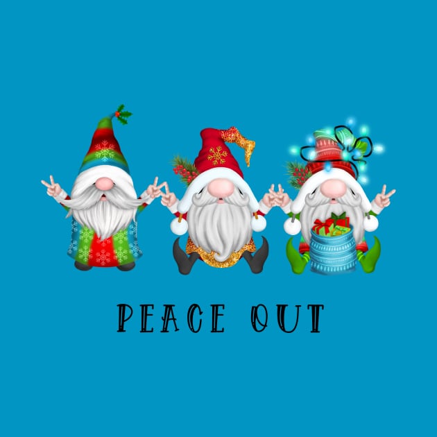 Gnome Christmas - Peace Sign Gnomes Celebrating Holidays by Skeedabble