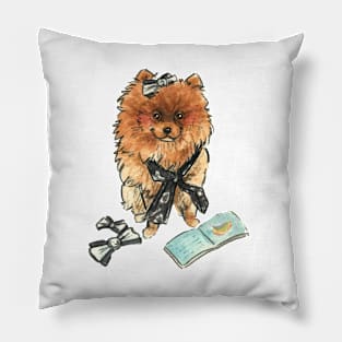 Malou Pomeranian Puppy Watercolour Painting Pillow