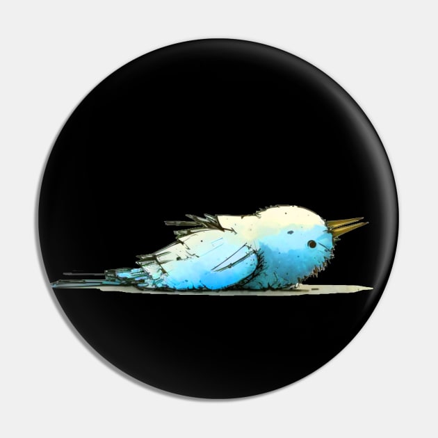 The Blue Bird Social Media is Dead to Me, No. 5: on a Dark Background Pin by Puff Sumo